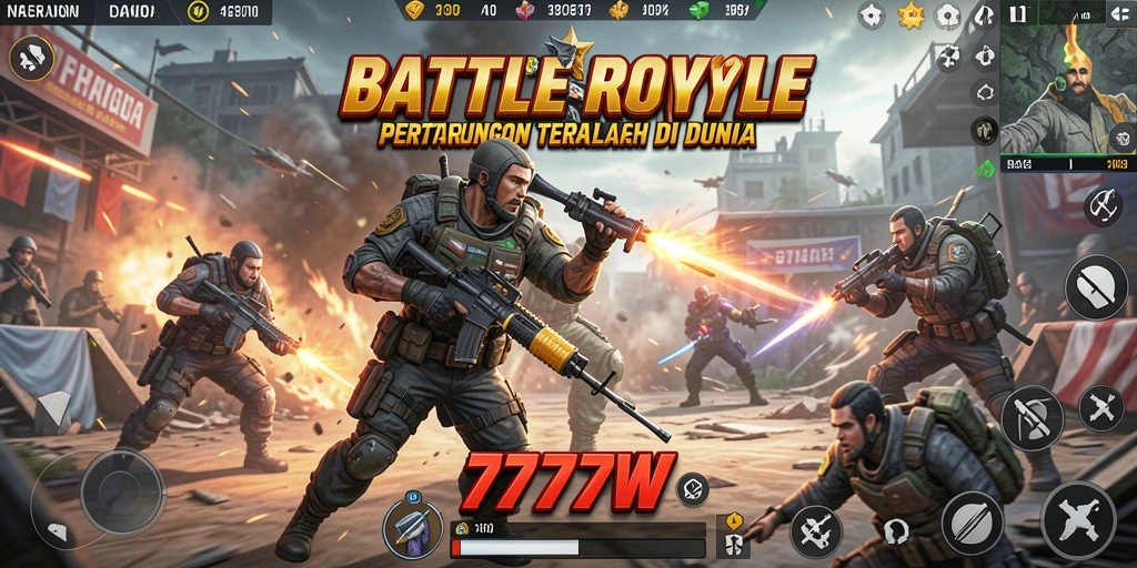 Gameplay mendebarkan di 7777W dengan aksi Battle Royale.