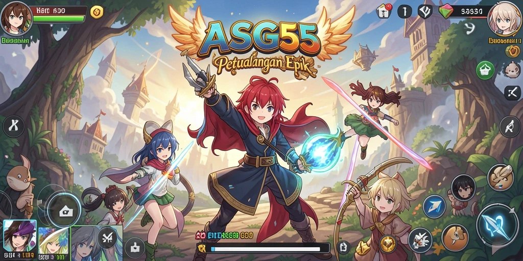 Screenshot ASG55 yang menunjukkan aksi pertarungan karakter Anime.