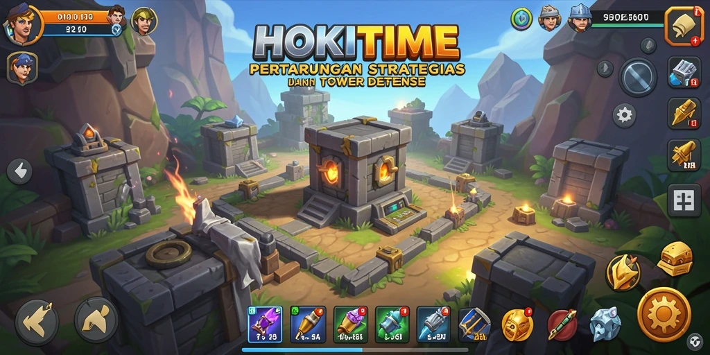 Tangkapan layar gameplay HOKITIME yang mendebarkan dalam Tower Defense.
