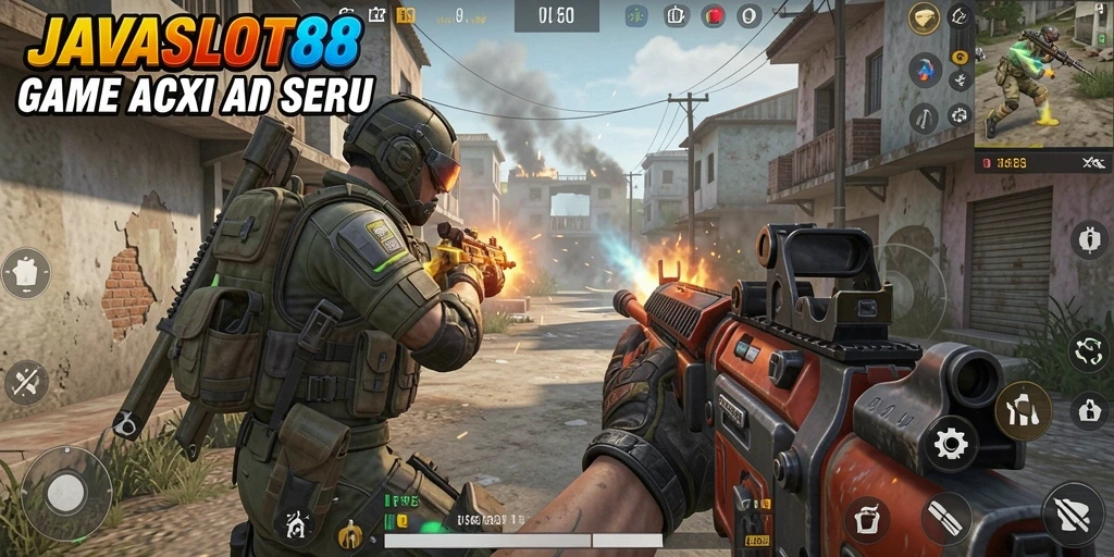 Tampilan menarik gameplay aksi FPS dari JAVASLOT88.