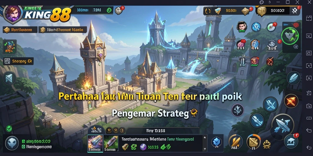 Tampilan gameplay menara pertahanan yang intens dan menantang.