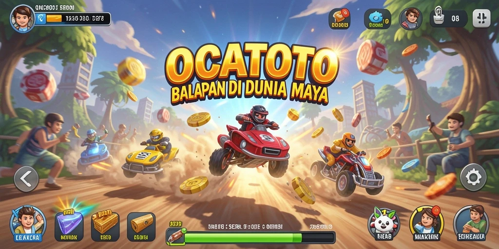 Tampilan menarik dari gameplay balapan OCATOTO dengan mobil kustom.