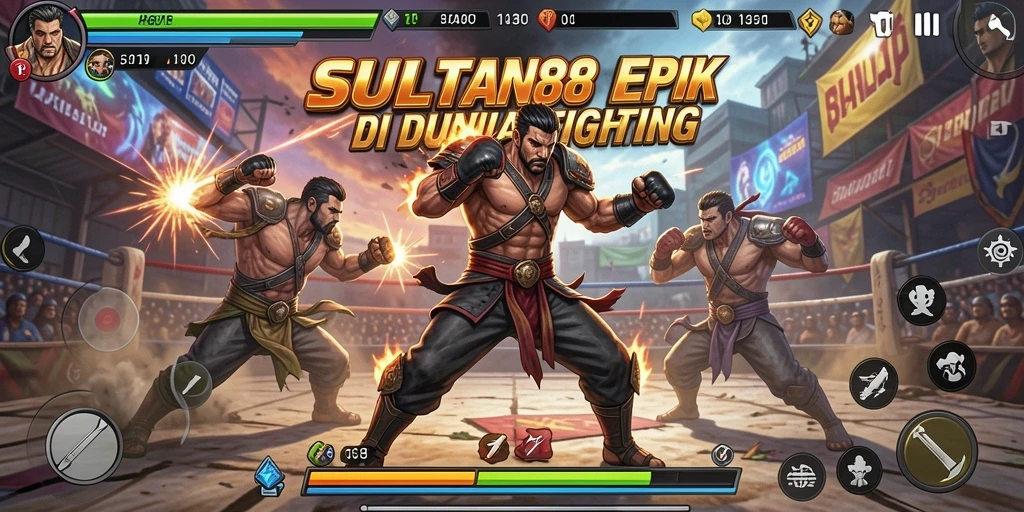 Screenshot SULTAN88 menampilkan karakter sedang bertarung dalam aksi dinamis.