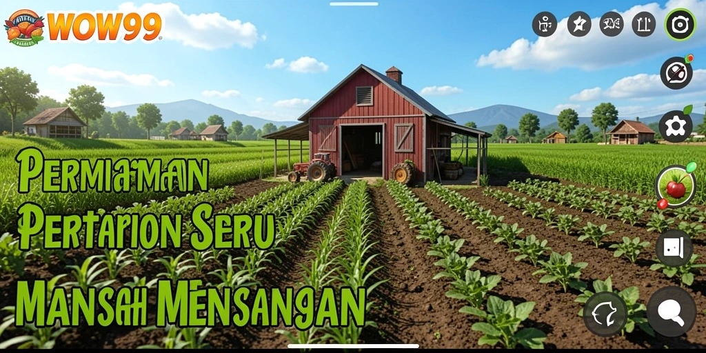 Tampilan gameplay WOW99 yang menampilkan aktivitas bertani yang seru.